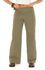 Rewind Green Buckle Detail Straight Leg Pants Image