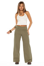 Rewind Green Buckle Detail Straight Leg Pants Image