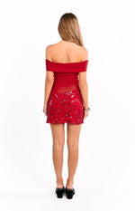 Rhea Red Sequin Mesh Mini Dress Image