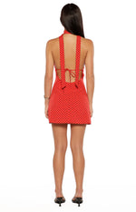 Rilley Red Polka Dot Halter Neck Mini Dress