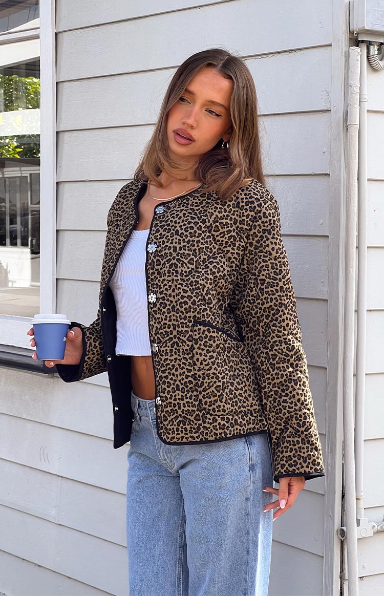 Robbie Leopard Print Quilted Jacket Image