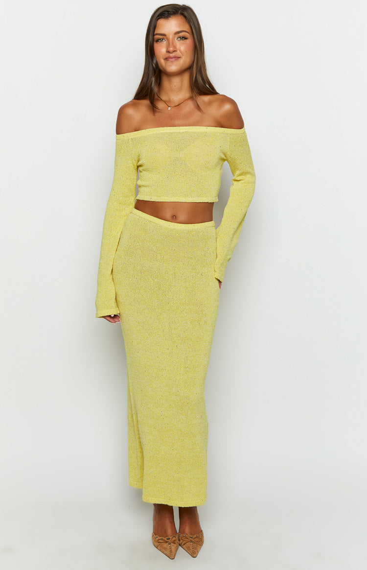 Romie Yellow Knit Maxi Skirt Image