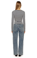 Ronney Navy Stripe Long Sleeve Top Image