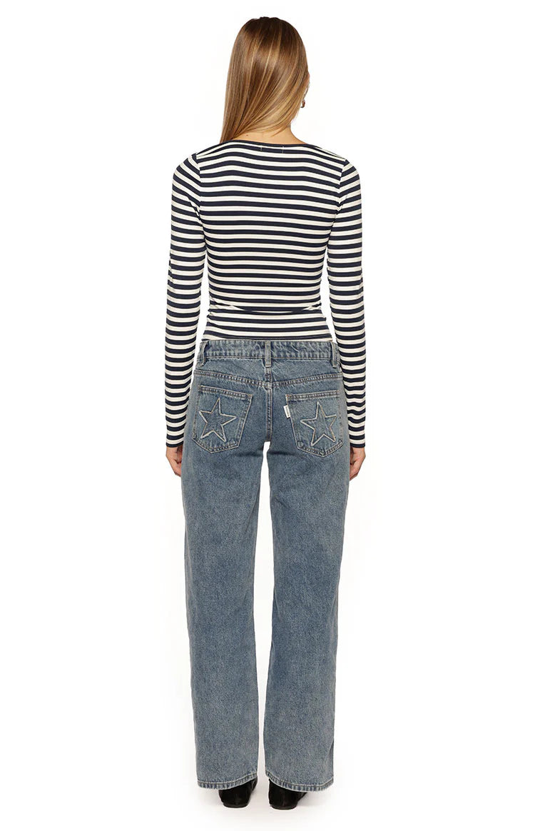 Ronney Navy Stripe Long Sleeve Top