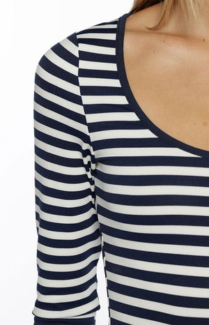 Ronney Navy Stripe Long Sleeve Top