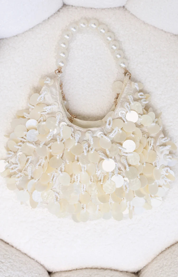 Rooney Cream Pearl Beaded Handbag