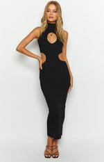 Rosah Black High Neck Maxi Dress Image