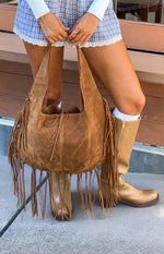 Rosalie Tan Suedette Fringe Shoulder Bag