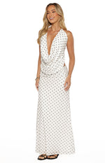 Rozie White Polka Dot Mesh Maxi Skirt Image