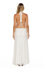 Rozie White Polka Dot Mesh Maxi Skirt Image