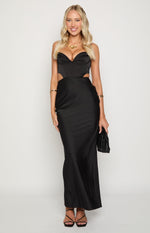 Sarah Black Corset Formal Maxi Dress Image