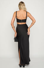 Sarah Black Corset Formal Maxi Dress Image