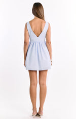 Saffron Blue Stripe Tie Mini Dress Image