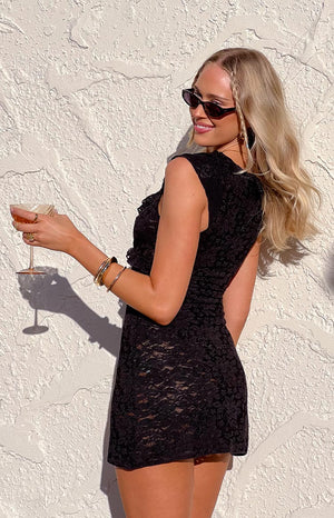 Sassie Black Lace Mini Dress