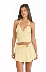 Say No More Yellow Trim Mini Skirt