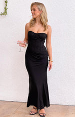 Scotti Black Strapless Corset Maxi Dress