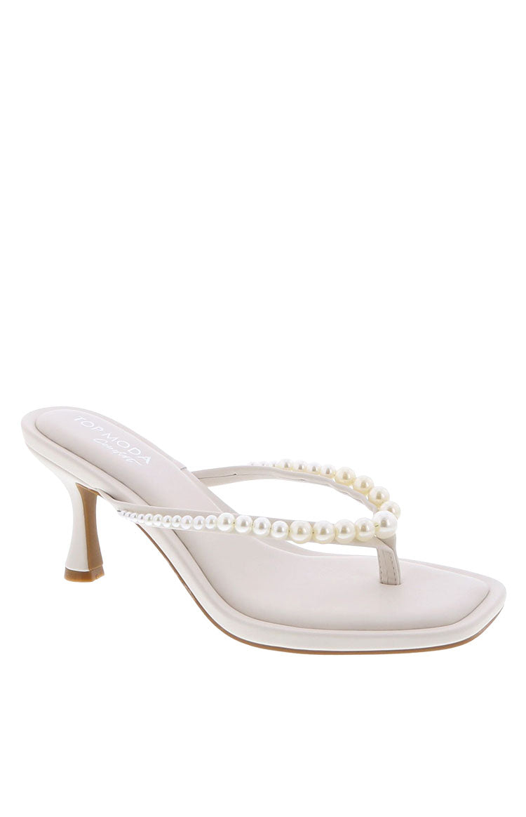 Selena Ivory Pearl Detail Thong Heels Image