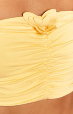 Shar Yellow Butterfly Strapless Top