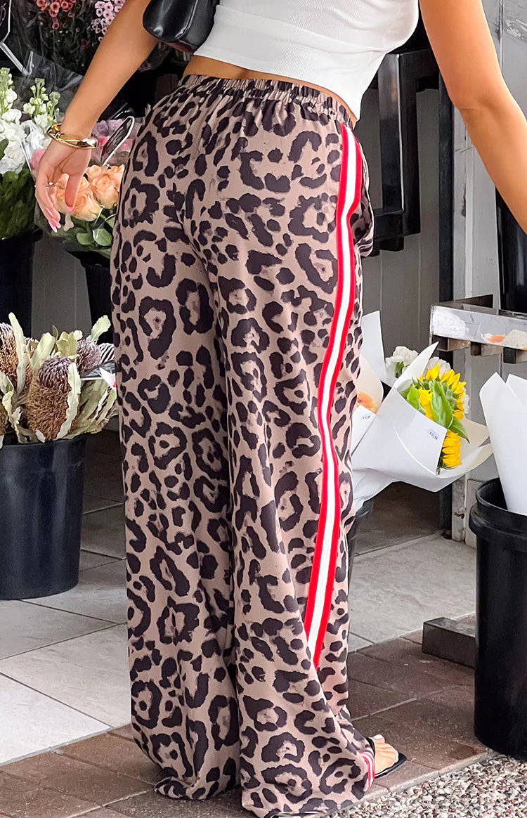 Sharly Leopard Red Racer Stripe Pants