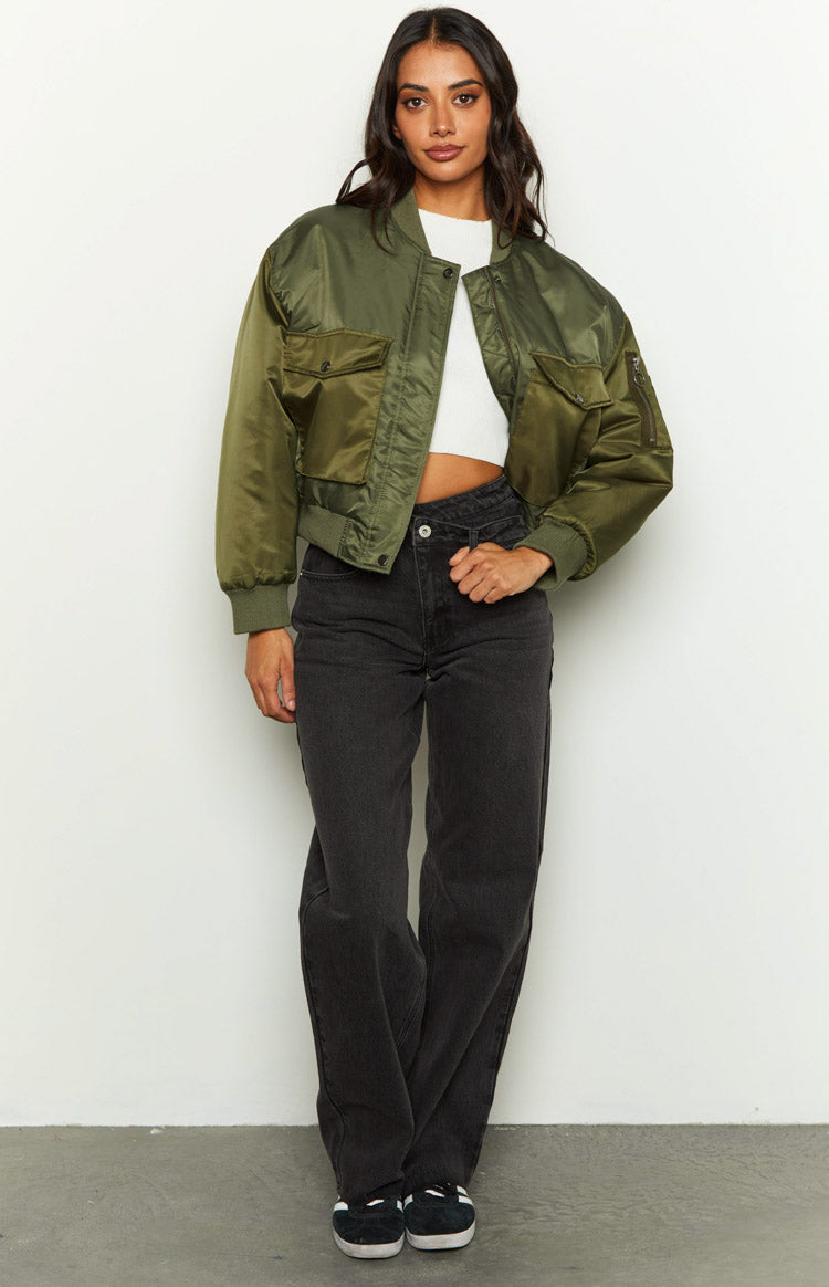 She's Mine Green Bomber Jacket Image