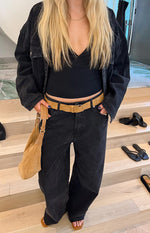 She's Yours Black Wide Leg Boyfriend Jeans Image