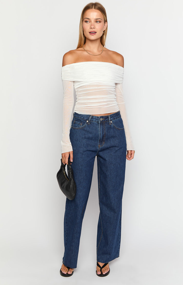 She's Yours Dark Wash Denim Wide Leg Boyfriend Jeans Image