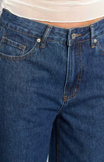She's Yours Dark Wash Denim Wide Leg Boyfriend Jeans Image