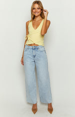 She's Yours Light Wash Denim Wide Leg Boyfriend Jeans Image