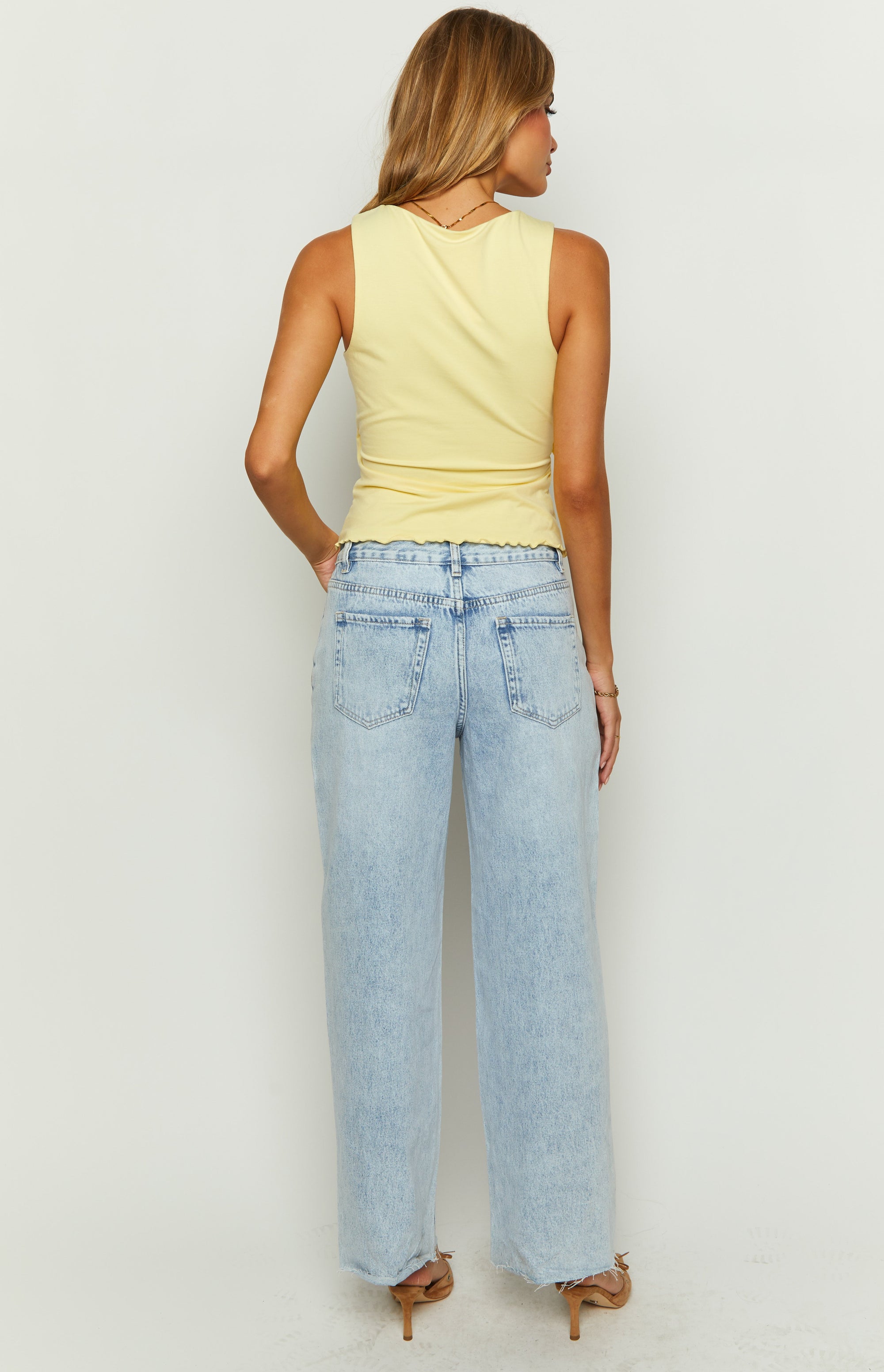 She's Yours Light Wash Denim Wide Leg Boyfriend Jeans Image