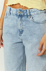 She's Yours Light Wash Denim Wide Leg Boyfriend Jeans Image