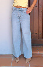She's Yours Light Wash Denim Wide Leg Boyfriend Jeans Image
