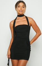 Shyla Black Strapless Mesh Mini Dress & Scarf Set Image