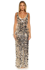 Sia Silver Sequin Maxi Dress Image