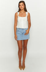 Sian White Lace Up Top Image