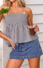 Skyline Swirl Mid Wash Denim Skort