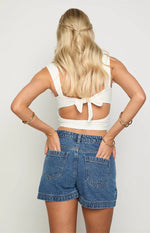 Skyline Swirl Mid Wash Denim Skort