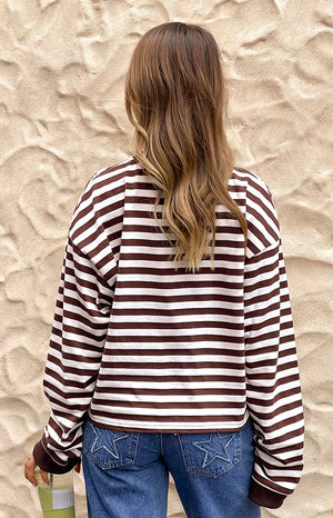 So Breezy Chocolate Stripe Long Sleeve Top - PRE ORDER