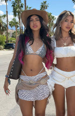 Some Nights White Zebra Print Mini Skirt