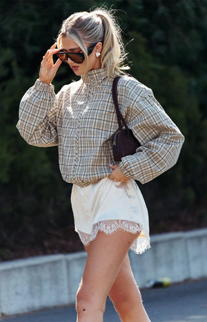 Agnes Cream Satin Lace Shorts - PRE ORDER