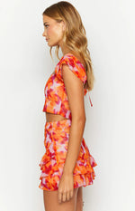 Sophia Azalea Pink Print Short Sleeve Crop Top
