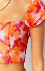 Sophia Azalea Pink Print Short Sleeve Crop Top Image