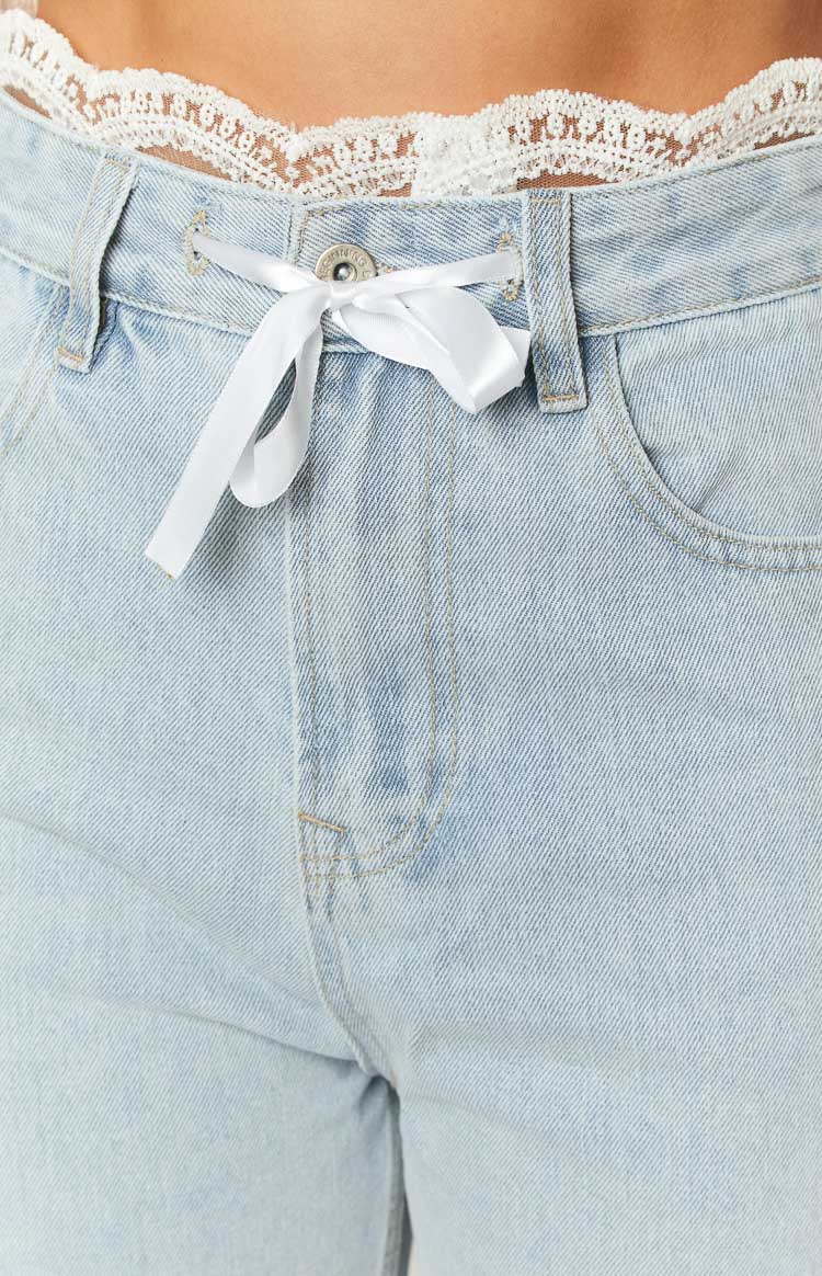 Soraya Light Wash Lace Waist Denim Jeans Image