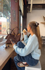 Stacey Light Blue Zip Knit Cardigan