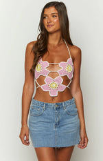 Starboy Pink Halter Crochet Top