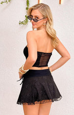 Stay Black Strapless Mesh Corset Top Image