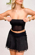 Stay Black Strapless Mesh Corset Top Image