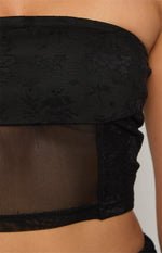 Stay Black Strapless Mesh Corset Top Image