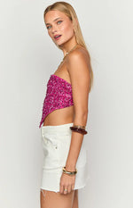 Storm Pink Sequin Strapless Top