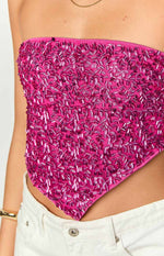 Storm Pink Sequin Strapless Top