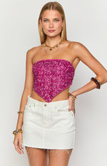 Storm Pink Sequin Strapless Top Image
